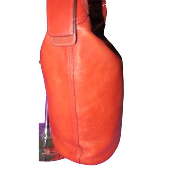 Coach 2007 Bleecker Tattersall Red Burnished Saddle Leather Duffle Bucket Bag - Picture 4 of 14